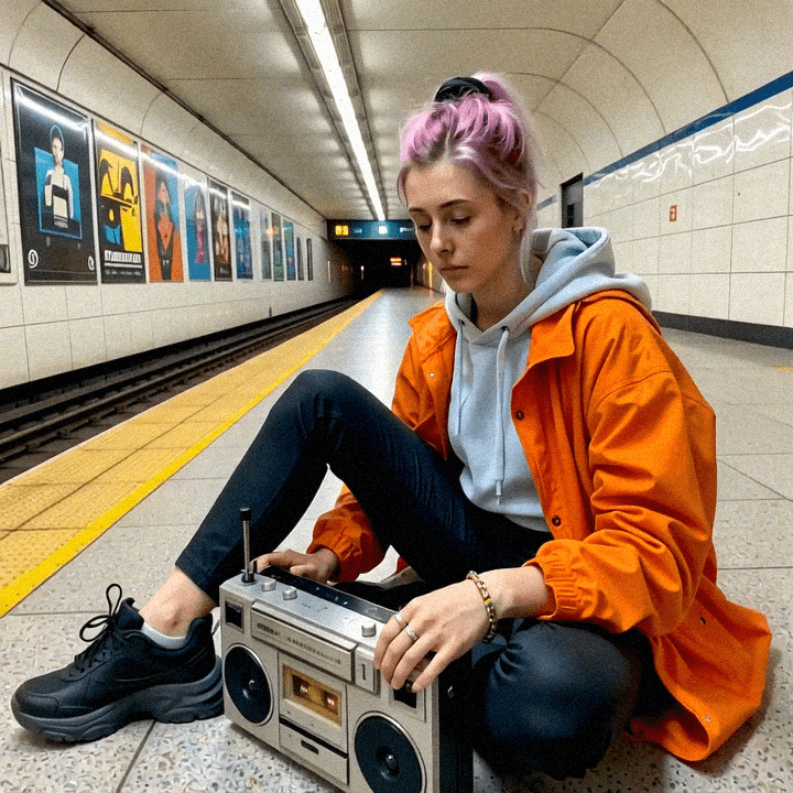 Emma-Jane MacKinnon-Lee train station, waiting for the fucking f train, music sometimes too